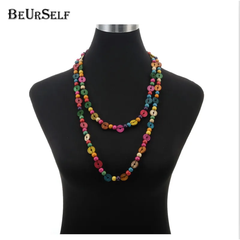 

Ladies Necklace Ethnic Bohemian Party Wedding Long Necklace Colorful Coconut Shell Beaded Necklace for Woman Necklaces Jewelry
