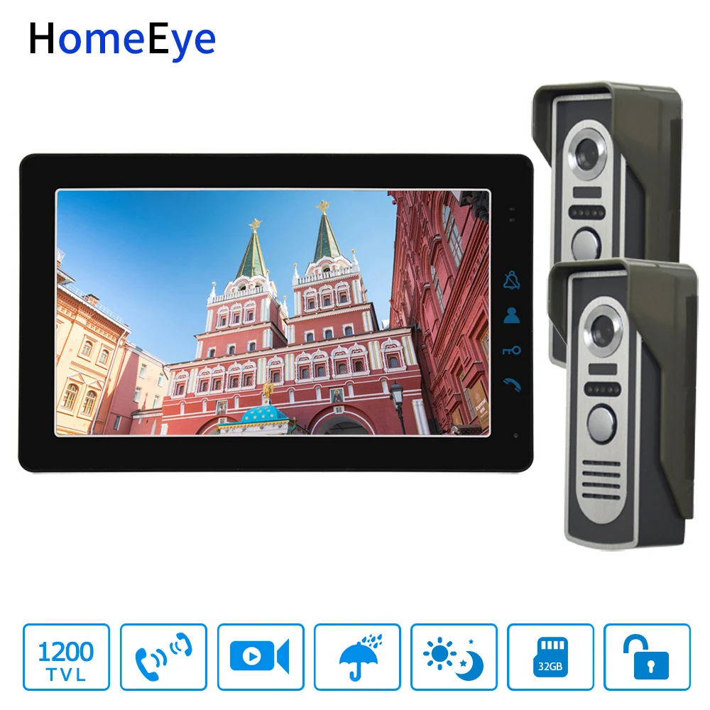 

HomeEye 9inch 4-Wire Video Door Phone Video/Audio Dual-way Intercom Night Vision 1200TVL Multi-language OSD Menu Remote Unlock