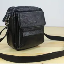 Мода, мужские сумки-почтальонки из натуральной кожи, мужская кожаная сумка через плечо, маленькая сумка через плечо, Повседневная сумка на ремне, черная M153