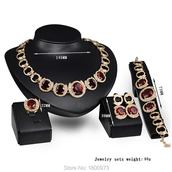 

Ethiopian Necklace Earrings Bracelet Rings Set Wedding Bridal African Crystal Jewelry Sets For Women