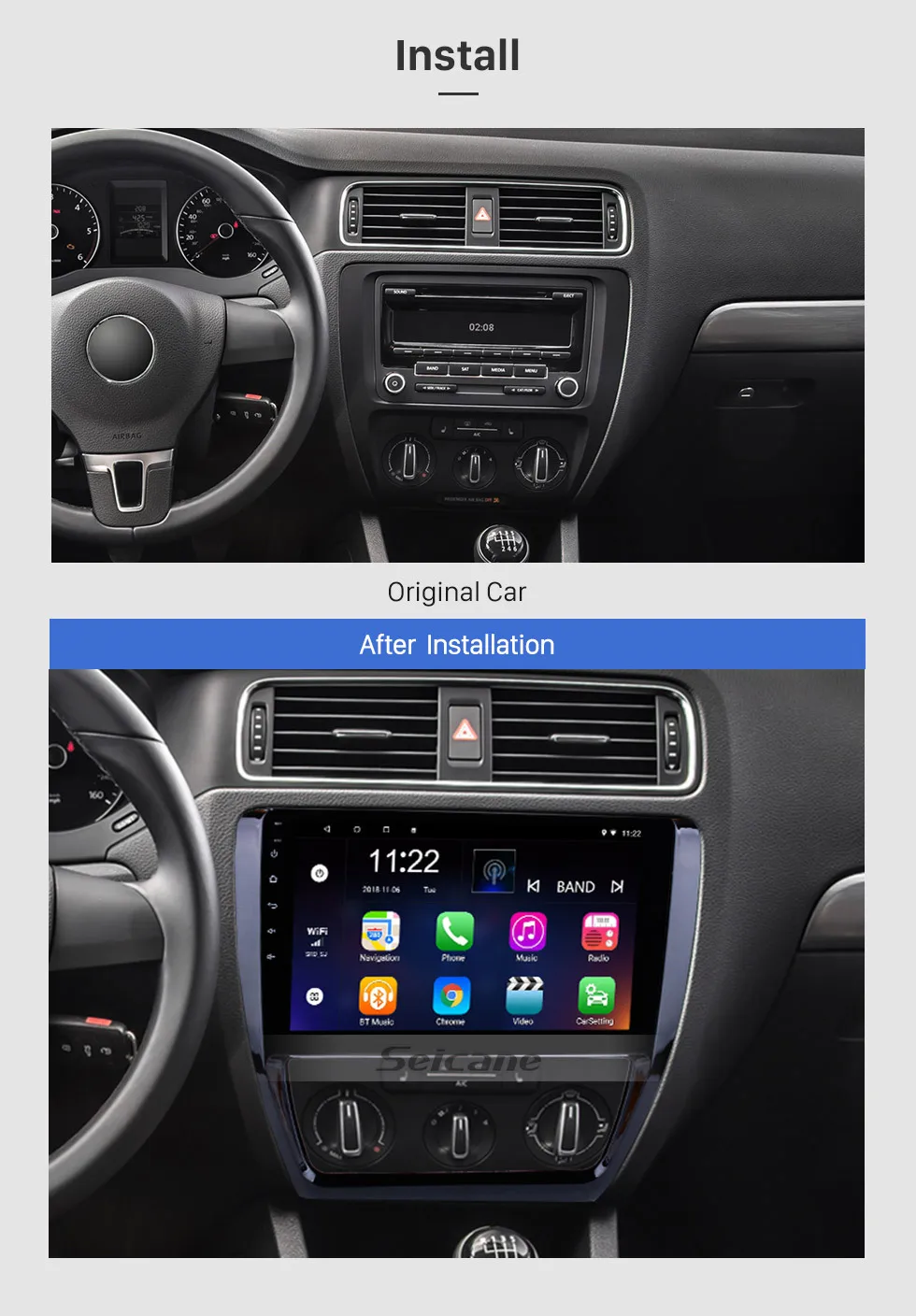 Sale Seicane Quad core GPS Navigation Radio Android 7.1/8.1 for 2012 2013 2014 2015 VW Volkswagen SAGITAR Car Unit Player TV tuner 14