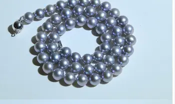 

single natural AAA9-10mm south sea silver grey pearl necklace 20"925s kkk