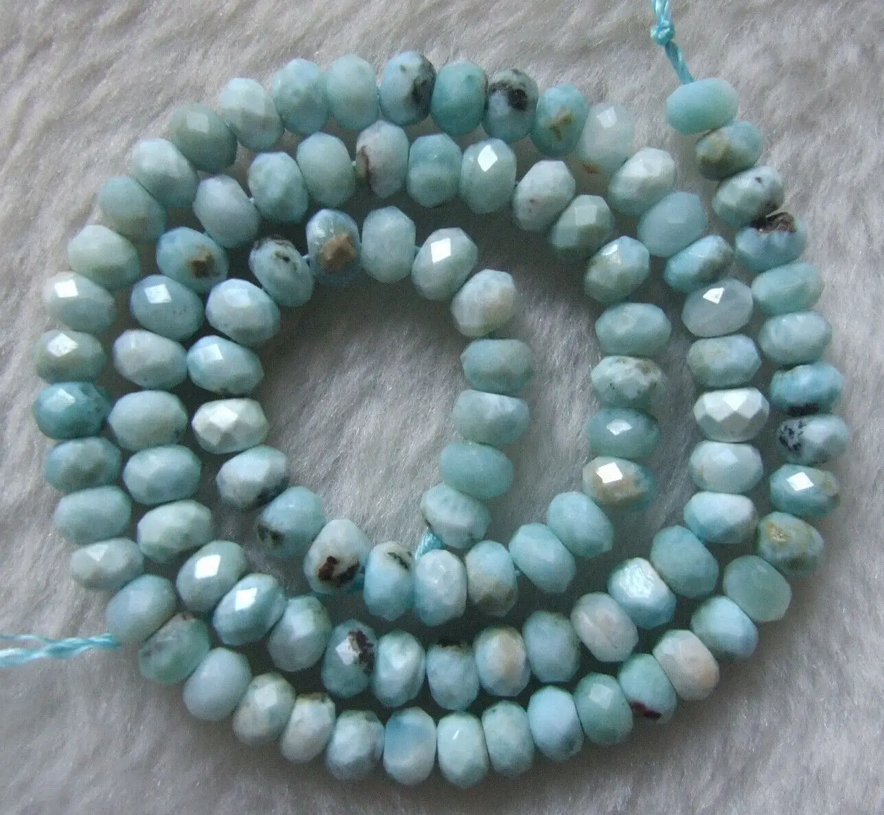 

4x6mm Natural Blue Larimar Faceted Rondelle Loose Beads 15.5Inch