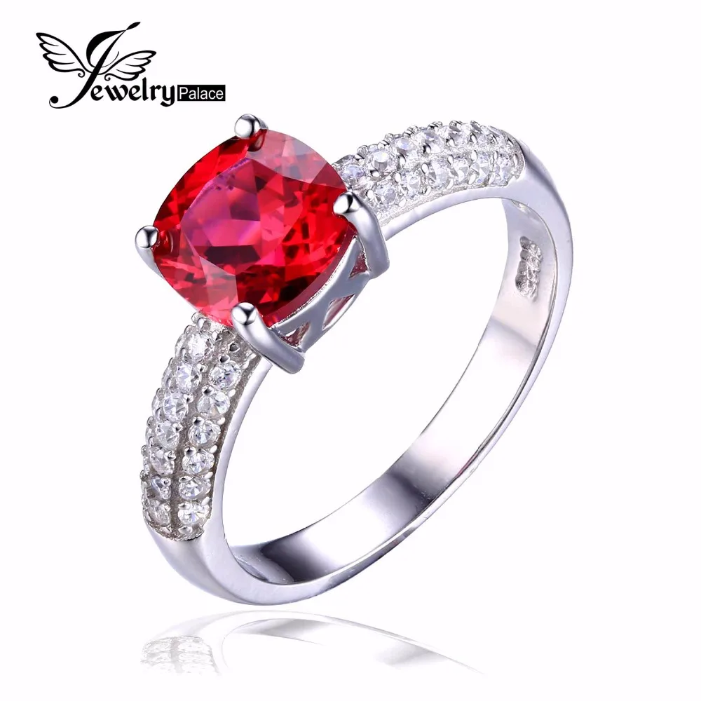 jewelrypalace cushion 26ct created red ruby solitaire engagement ring 925 sterling silver ring fashion design - Ruby Wedding Ring jewelrypalace cushion 26ct created red ruby solitaire engagement ring 925 sterling silver ring fashion design - Ruby Wedding Ring