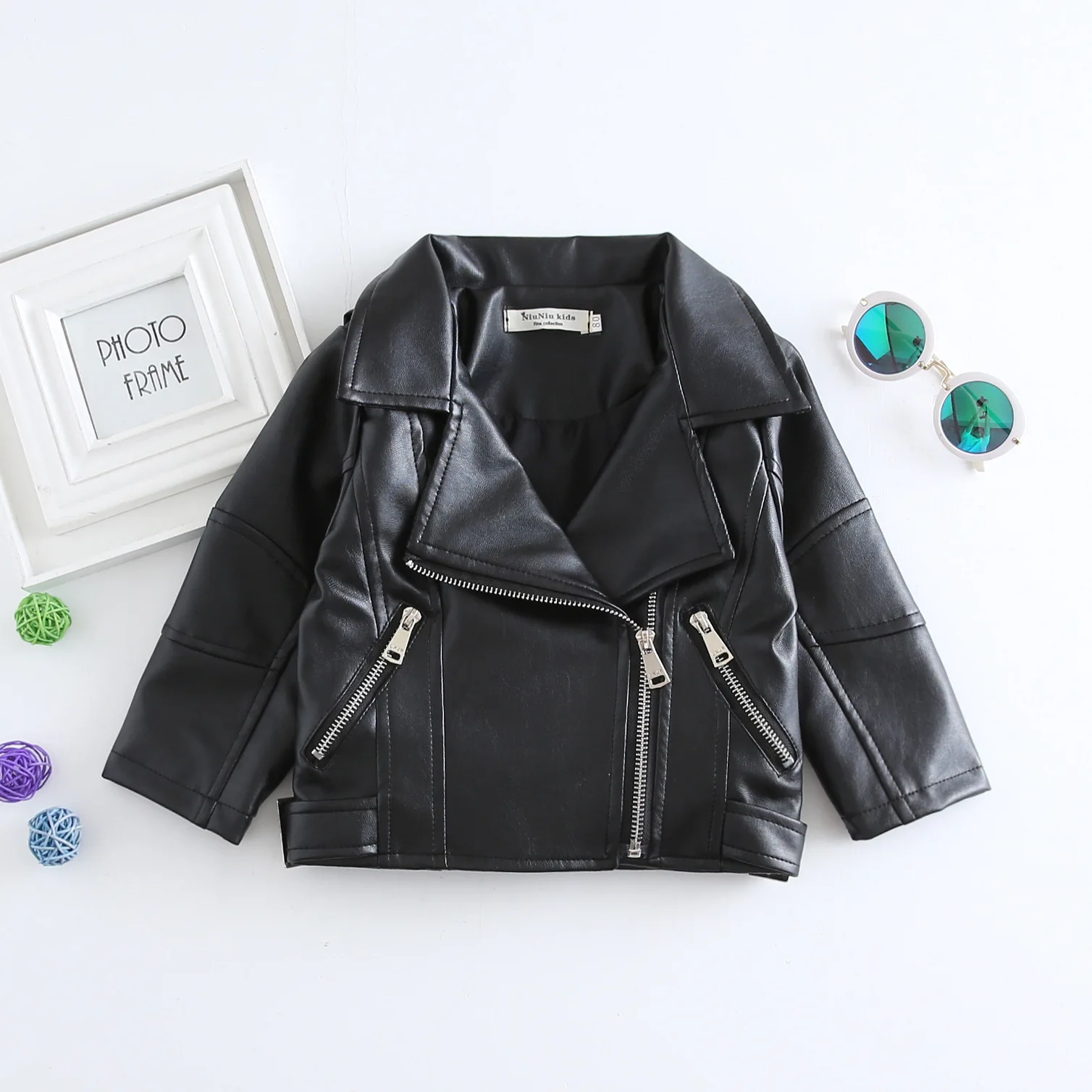 

Spring new Kids Jacket Pu Leather Girls Jackets Clothes Letter Print Coats Toddler Fashion Outwear Baby Girl Motorcycle Clothes