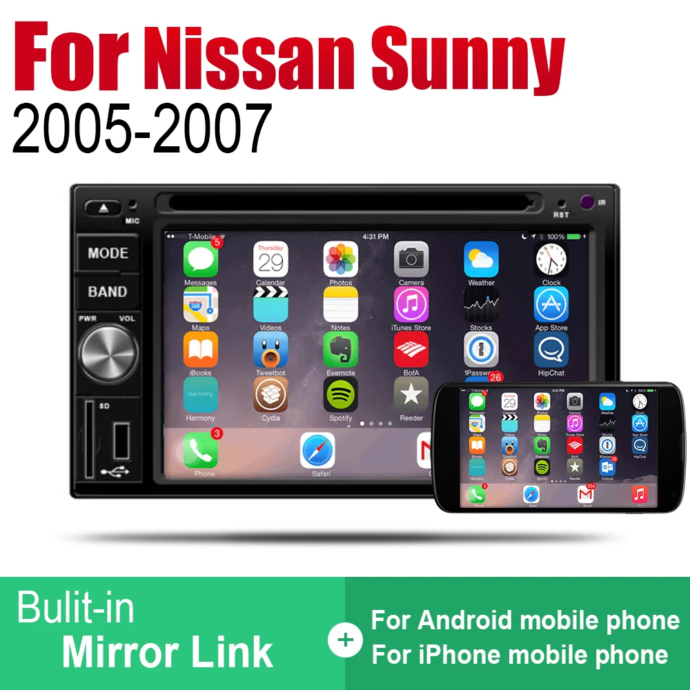 Авто Радио 2 Din Автомобильный dvd-плеер на основе Android для Nissan Sunny 2005 2006 2007 gps Навигация BT Wifi карта мультимедийная система стерео