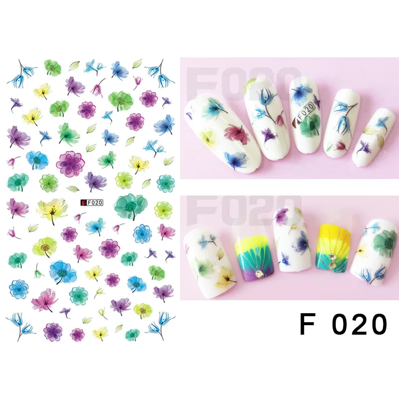 WYUEN новая наклейка с цветком для ногтей Наклейка из хны 3D моделирование лист Маникюр для ногтей Дизайн ногтей украшения для женщин N-F 019