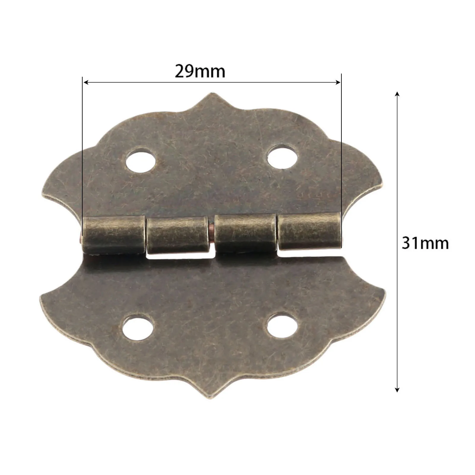 4 шт. 29x32 мм Маленькая Цветочная Петля двери шкафа дверные петли для DIY коробки 4 отверстия бронзовый тон сумка аксессуар с винтами