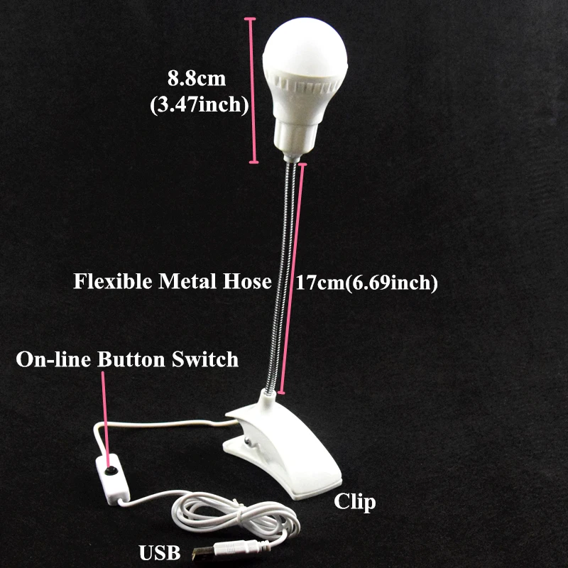AIFENG настольная лампа портативный светодиодный настольный светильник для чтения с зажимом гибкий шланг с питанием от USB ночной Светильник для детей лампы для офисного стола
