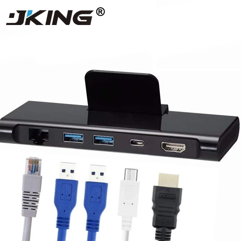 

5 in 1 Type C USB 3.1 to HDMI 4K + 1000M Lan + 2 USB 3.0 + Type C PD Charging Desktop Dock Station Hub for Macbook Samsung S8