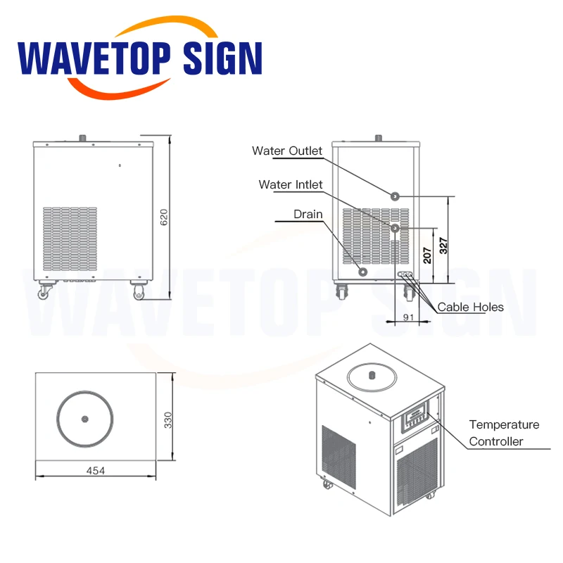 WaveTopSign CW 5000 5200 CO2 стеклянная трубка лазерный Чиллер для лазерная гравировка