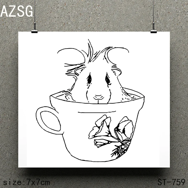 

AZSG Mouse in the cup Cross Clear Stamps/seal for DIY Scrapbooking/Card Making/Photo Album Decoration Supplies