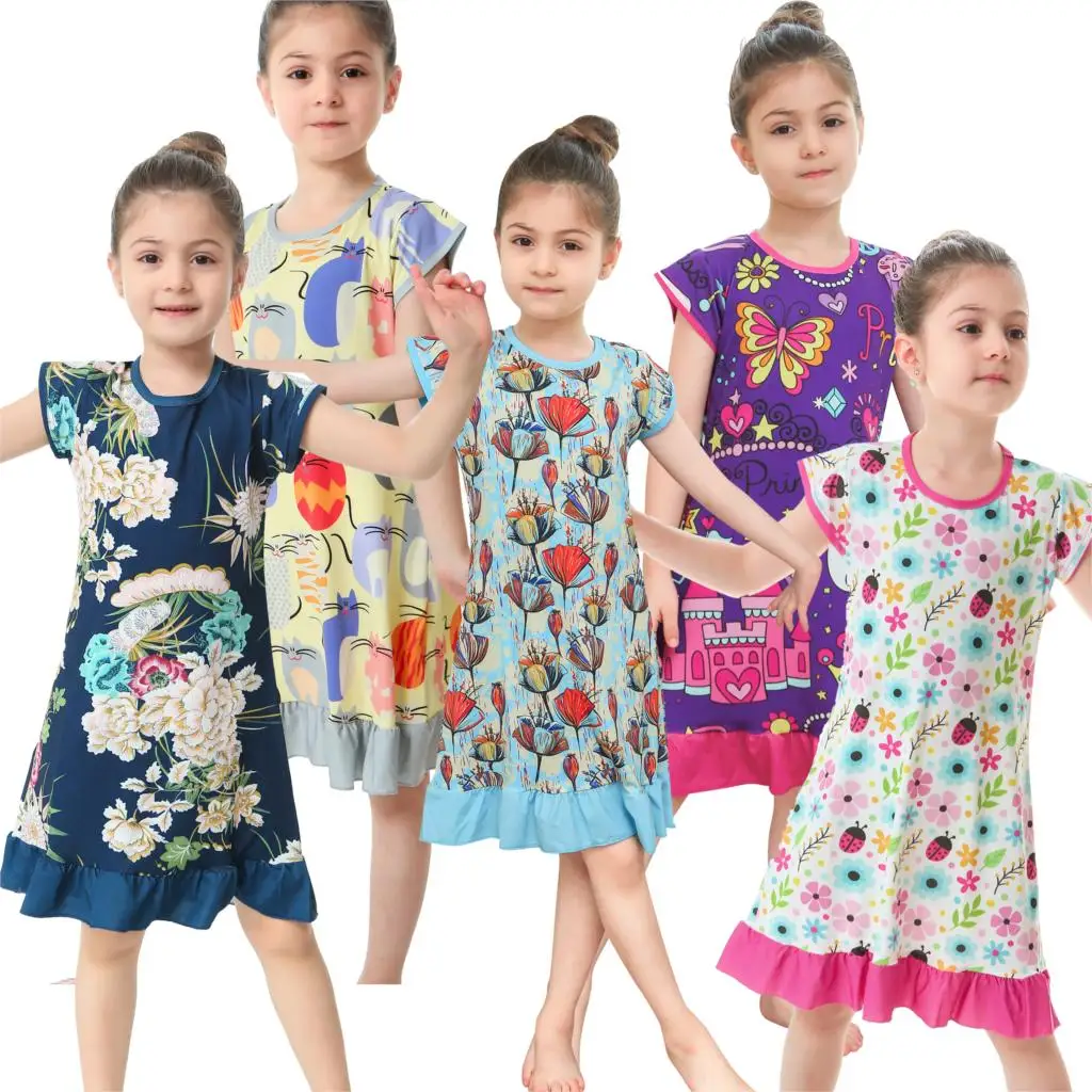 

girl nightdress Baby Pajamas Cotton Princess Nightgown Kids Home dress Summer Dresses big Girl Sleepwear Kids Nightgown