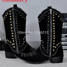 В западном стиле для офиса черного цвета с заклепками ковбойские сапоги мужские итальянские армейские сапоги; ботинки в байкерском стиле с острым носком в стиле панк ботинки размера плюс