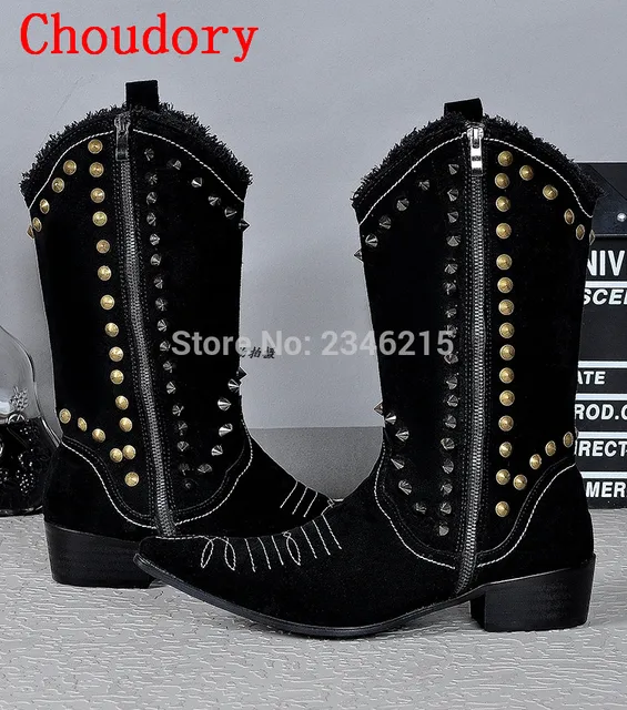 black studded cowboy boots
