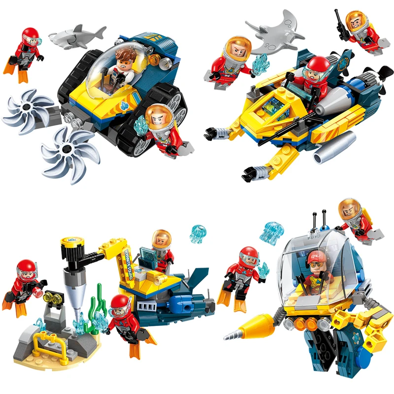 

Diving Spar Team Mining Drilling Machine Boat Building Blocks Sets Bricks Model Kids Toys City
