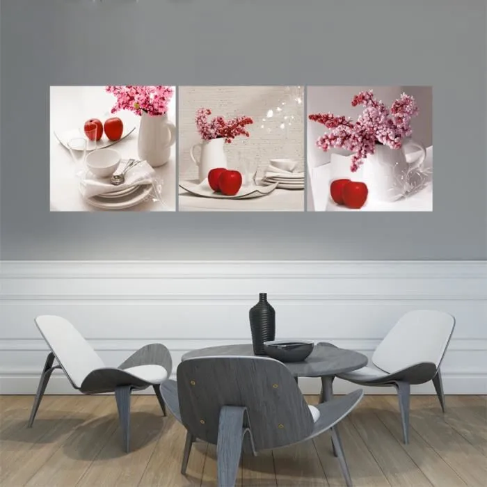 Тройная Красная Ваза в форме яблока полотно с рисунком для декорирования масляной живописи стены искусства холст фотографии без рамки для Гостиной картины
