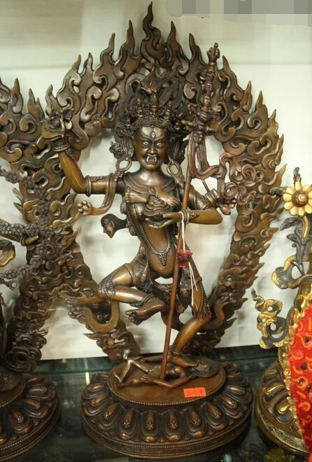 

R0720 Details about 16"Tibet Buddhism Temple Old Purple Bronze Stand Vajrayogini Buddha Statue