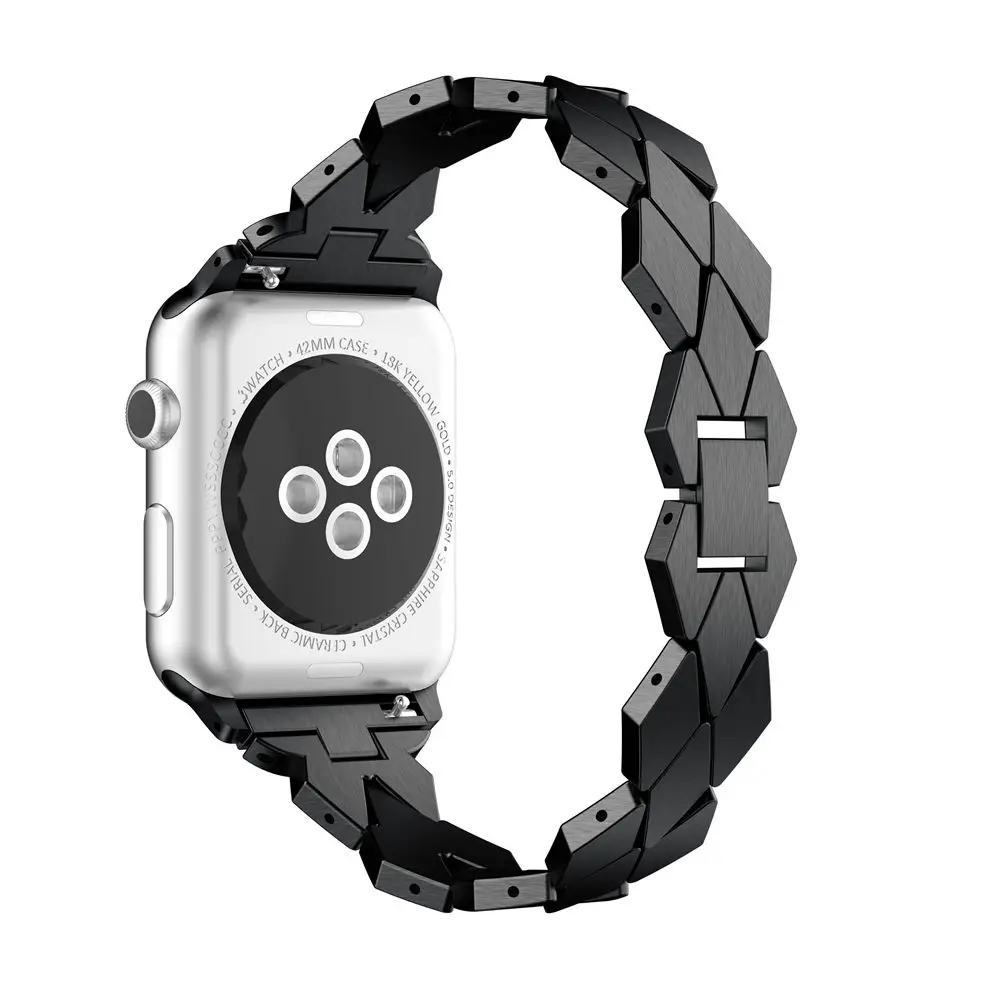 Black Ремешок для apple watch series 4 3 2 1 38 мм 42 мм 40 мм 44 мм сменный Браслет из нержавеющей стали призматический металлический ремешок - Цвет ремешка: Black