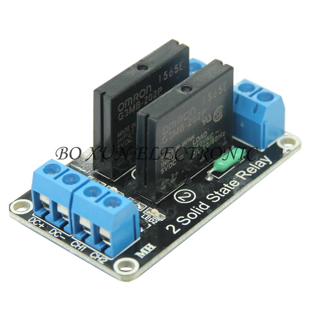 

2 Kanal OMRON SSR Relais G3MB-202P 5V DC 2 Channel Solid-State Relay Board module High Level fuse for Arduino
