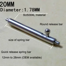 50 шт./лот, 20 мм, пружинный переключатель, инструменты и комплекты для ремонта часов, пружинный бар, запчасти для часов, 304 нержавеющая сталь, штырь для часов