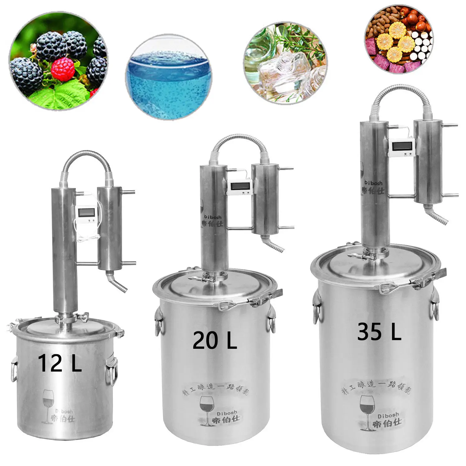 Goede 12L 35L Nieuwe 304 316 Roestvrij Maneschijn Nog Waterdestilleerder Alcohol Vodka Wit Geest Brouwen Kits w Thermometer Koeling Pijp