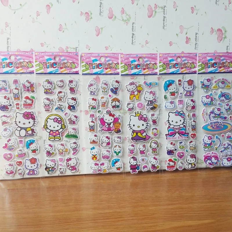 10 шт./лот наклейки с пузырьками 3D мультфильм Hello Kitty животные кошка классические