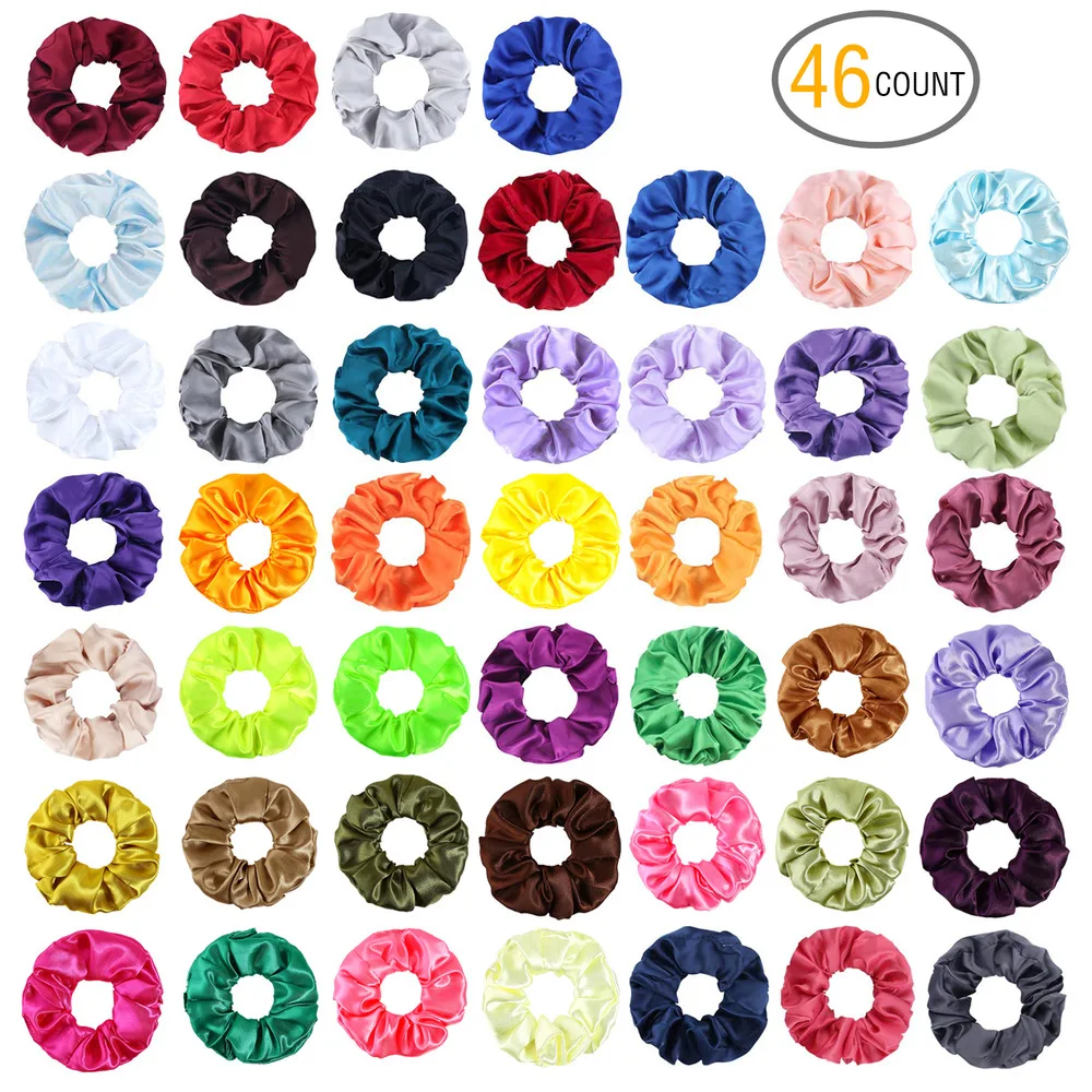 

New Arrival Korean Fashion Women Lovely Satin Hair Bands Bright Color Hair Scrunchies Girls Hair Tie Accessories Ponytail Holder