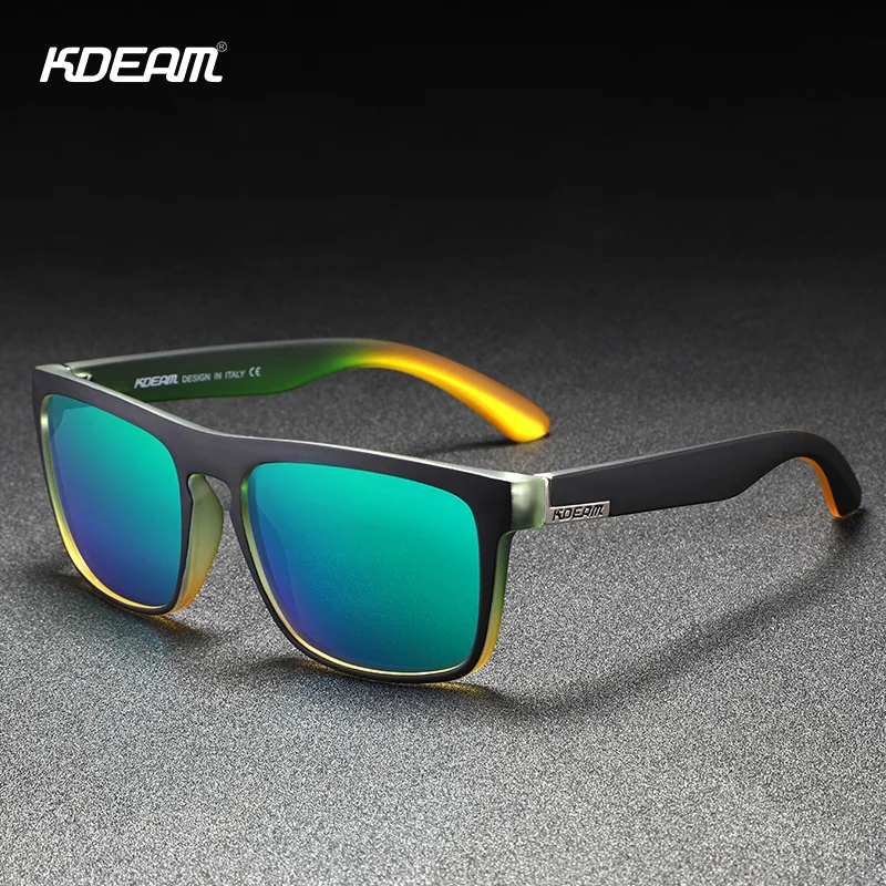 

KDEAM Surprised Green Glass Driving Sport Sunglasses Men Polarized Square Glasses Female Suit Unisex Shades Soft Surface