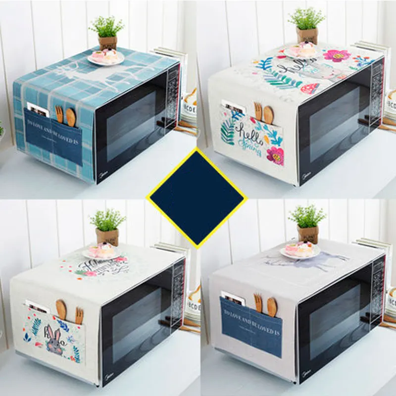 

Refrigerator Cover Cloth Microwave Oven Cotton Linen Cartoon Cloth Dust Cover