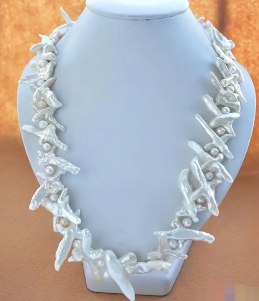 

song voge gem nanJ2455 WHITE CROSS BAROQUE KESHI REBORN PEARL NECKLACE