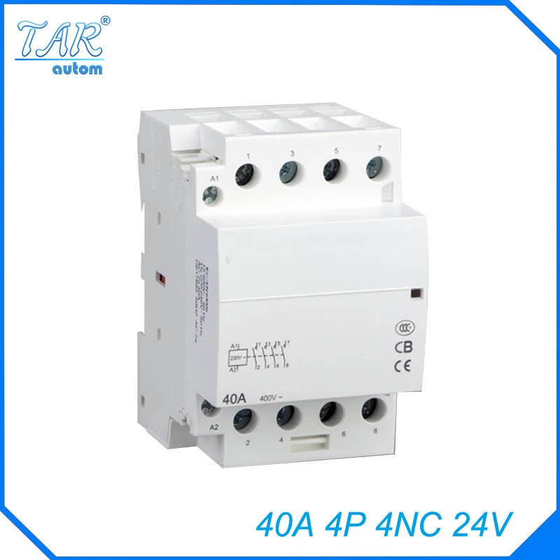 Модульный КОНТАКТНЫЙ модуль Din rail AC контактор для дома 40A 4P 4NC 24V|Замыкатели| |