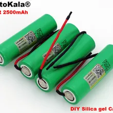 LiitoKala-batería recargable de 18650 mAh, 2500 V, INR18650-25R, 20A, descarga + Cable de gel de sílice, 4 unids/lote, novedad de 3,6