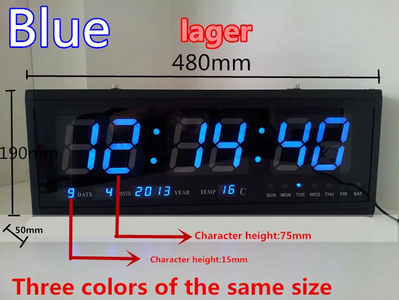 DHL бесплатная доставка алюминиевые большие цифровые светодиодные настенные часы