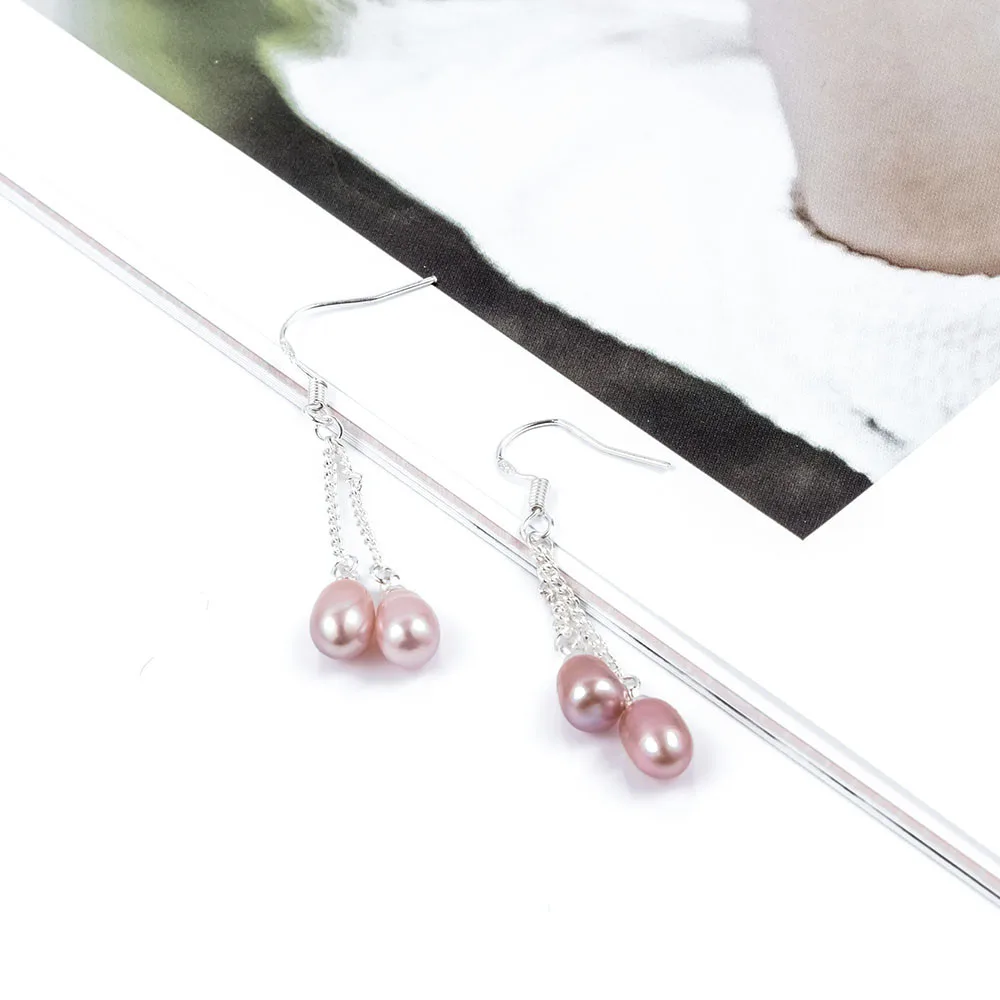 

Genuine Real Natural Dangle Earrings Freshwater Pearl Ear Stud Long Drop Pearl Jewelry Dangle Earrings for Women Girls