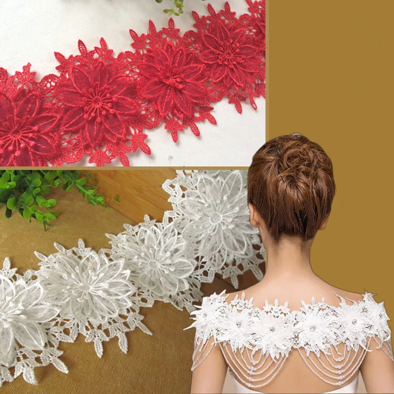 

10 pcs /lot Exquisite lace flowers bridal wedding dress clothing chain shoulder belt diy jewelry excipients headdress GRL0033