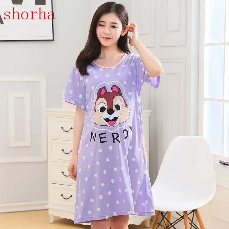 

Cotton Cartoon Maternity 2018 New Sleepwear Pregnant Women Pajamas Nursing Breast Feeding Nightgown Clothes For short Sleeve