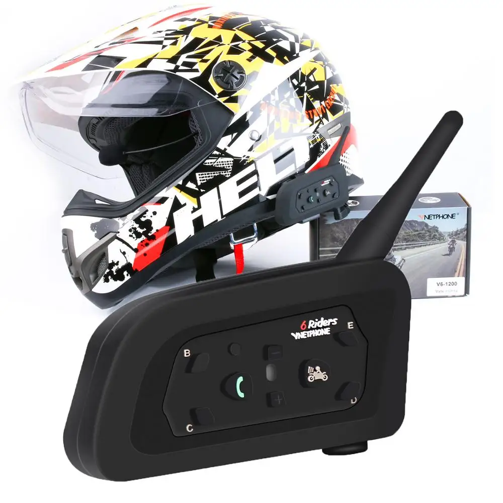 

V6 Intercom MP3 850mAh Helmet Bluetooth Headset Interphone System Stable Motorcycle Comunicador Headphone Speaker for 6 Riders