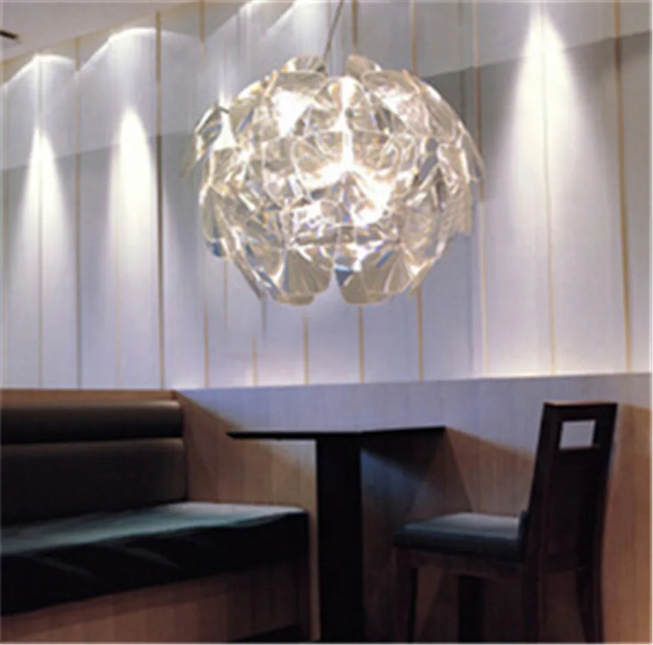 Moderne brief créatif cuillère transparente pine cone acrylique led e14 pendentif lampe pour salon bar pendentif