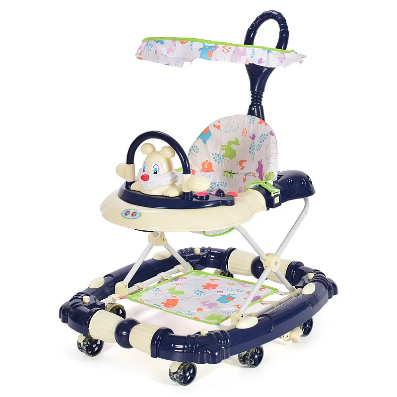 

No Rollover Folding Adjustable Baby Step Hand push Or Sit Chair Walker Baby Can be converted in Cockhorse Assistant For 6-18M BB