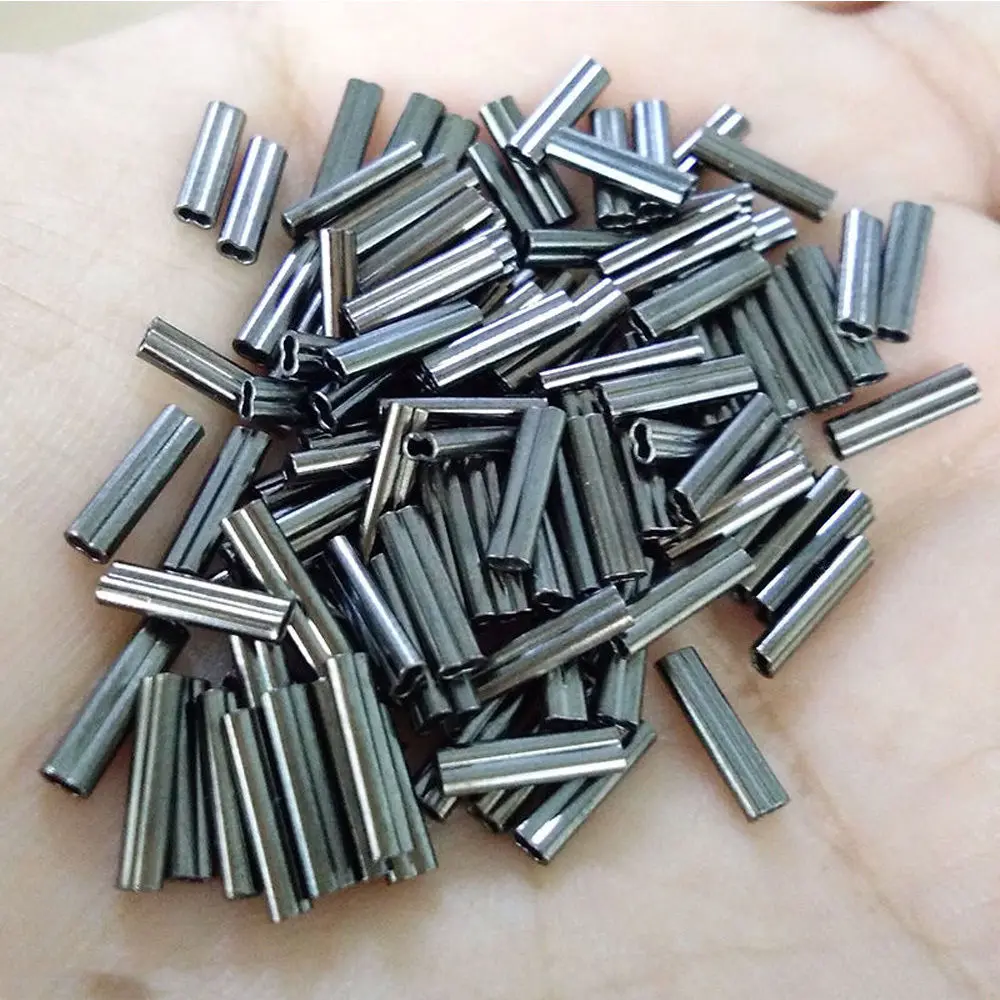 Fishing Double Oval Copper Tube 100Pcs/Lot 11 Size Fishing Wire Pipe Crimp Sleeves Connector