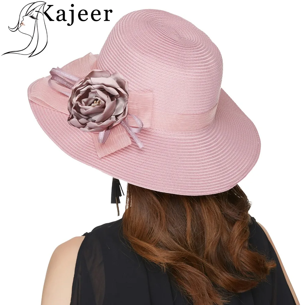 Buy Kajeer Pink Casual Sun Hat For Women Straw Beach