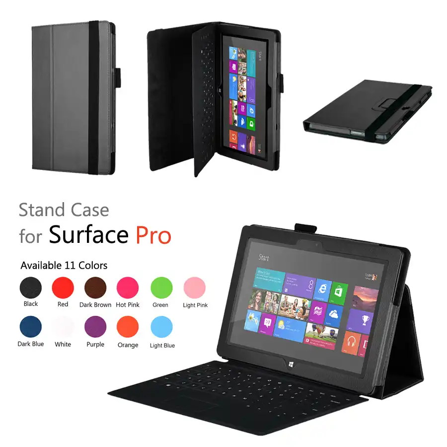 Кожаный чехол для планшета Surface Pro для Microsfot Windows 10,6 дюймов Surface Pro 2, откидной кожаный чехол + протектор - изображение