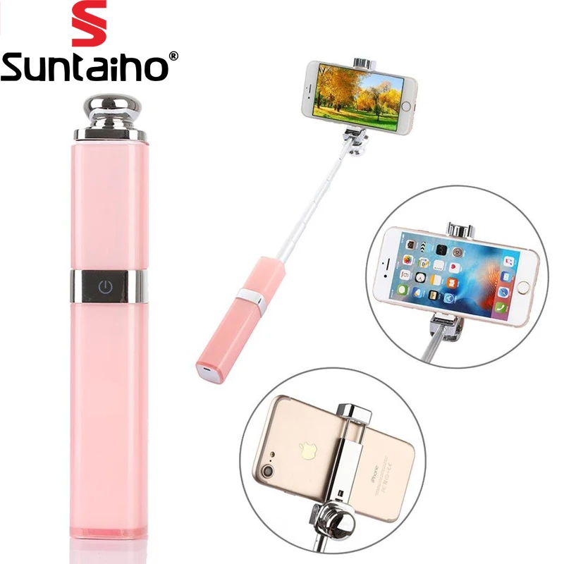 Lipstick Bluetooth Wireless Selfie Stick Monopod for iPhone 7 7 plus iPhone 6 6s iOS for