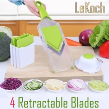 LEKOCH V-Typ Mandolinenschneider Küche Werkzeug Gemüse Cutter mit 4 austauschbar Edelstahl Klinge Reibe