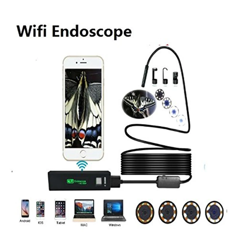 PROSTORMER wifi Endoscope Snake Camera 1200P SoftWire Borescope for Android and IOS Inspection Camera Rigid IP68 2.0 Megapixel 6
