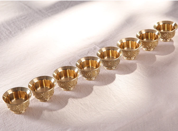 Благоприятный Чистый медный Святого стакана воды буддийские поставки Святого стакана воды Лаки Фэн Шуй домашние декоративные предметы святых миски для воды