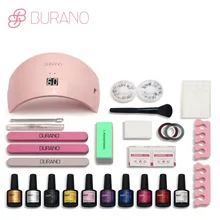 Burano 24 Вт Светодиодная лампа и 8 цветов гель лак УФ гель набор лак основа гель топ комплект гель-лаков для ногтей маникюрный набор и набор Инструменты для ногтей