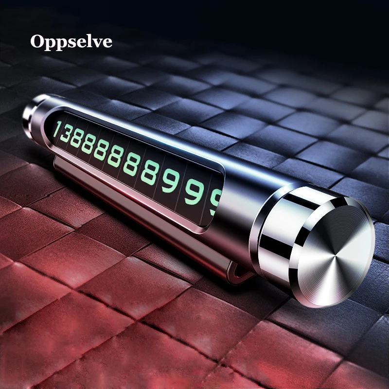 Oppselve بطاقة مواقف السيارات المؤقتة ABS رقم الهاتف بطاقة إخطار ليلة ضوء سيارة التصميم رقم الهاتف حامل بطاقة سادة