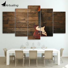 HD Printed 5 Piece Canvas Art Music Instrument Wooden Guitar Painting Wall Pictures for Living Room Free Shipping CU-2292C